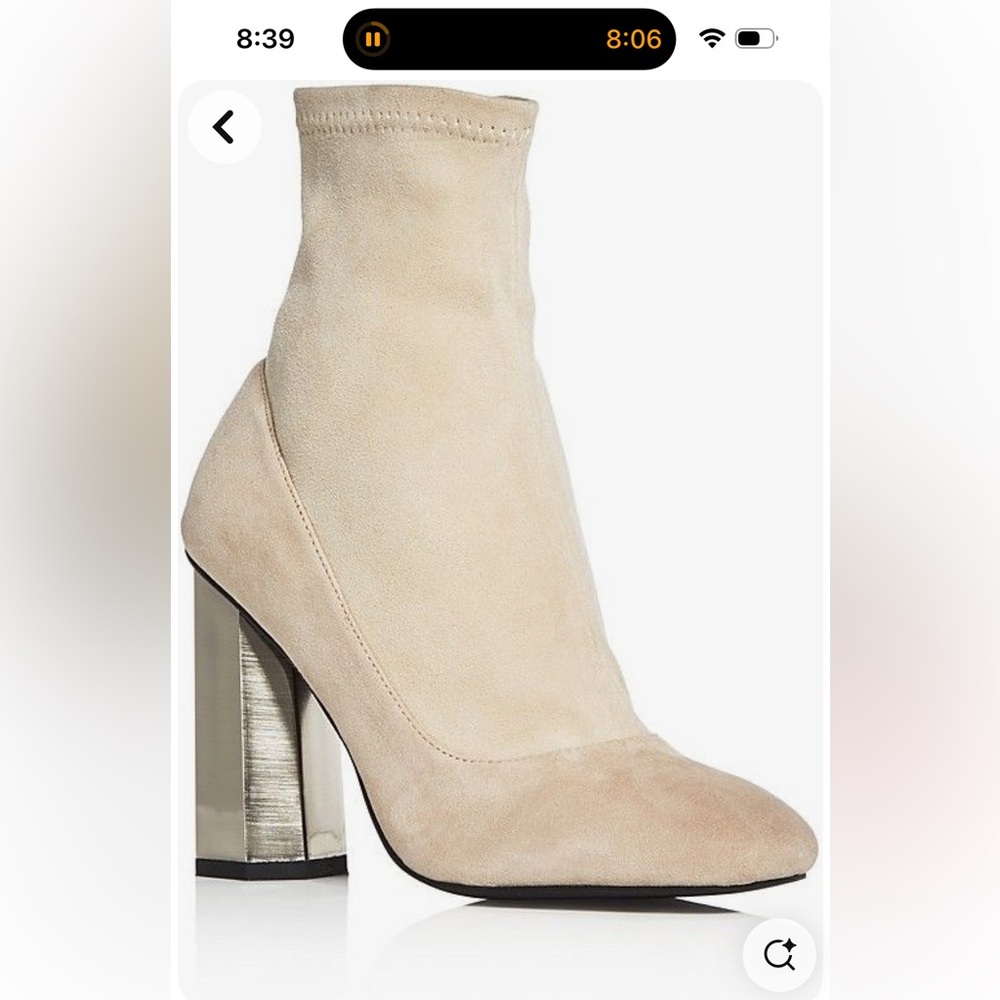 Senso Suede Ankle Block Heel Bootie in Cream size 37 (6.5 women’s)